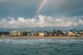 Rainbow over the beach in Imperial Beach, near San Diego, California Royalty Free Stock Photo