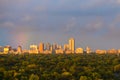 rainbow over the city aerial view at winnipeg during after rain