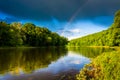 Rainbow over the Delaware River, at Delaware Water Gap National Royalty Free Stock Photo