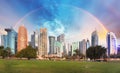 Rainbow over Doha city, Qatar