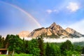 Rainbow over the Ehrwalder Sonnenspitze in the Alps - Ehrwald, Tyrol, Austria Royalty Free Stock Photo