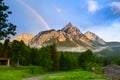 Rainbow over the Ehrwalder Sonnenspitze in the Alps - Ehrwald, Tyrol, Austria Royalty Free Stock Photo