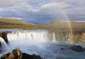 Rainbow over Godafoss waterfall in Iceland Royalty Free Stock Photo