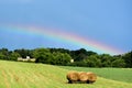 Rainbow Over Farm Field in Wisconsin Royalty Free Stock Photo