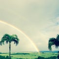 Rainbow over field, Maui, Hawaii Royalty Free Stock Photo