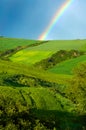 Rainbow over fields Royalty Free Stock Photo