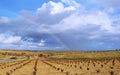 Rainbow over fields of vines and olives Royalty Free Stock Photo