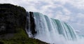 Rainbow over Giant Niagara Water Fall Tourist Attraction in Ontario Canada on US Border Panorama Royalty Free Stock Photo