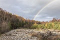 Rainbow over River Feshie in the Cairngorms National Park of Scotland