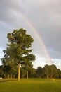 Rainbow over the golf course. Royalty Free Stock Photo