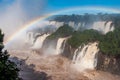 Rainbow over gorgeous waterfalls of Iguazu, Brazil Royalty Free Stock Photo