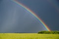 Rainbow over green field Royalty Free Stock Photo