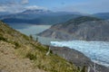 Rainbow over the Grey Glacier in Torres del Paine national park in Chile, Patagonia, South America