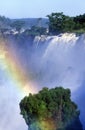 Rainbow over Iguazu Waterfalls in Parque Nacional Iguazu viewed from Upper Circuit, border of Brazil and Argentina Royalty Free Stock Photo