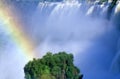 Rainbow over Iguazu Waterfalls in Parque Nacional Iguazu viewed from Upper Circuit, border of Brazil and Argentina Royalty Free Stock Photo