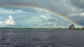 Rainbow over the Itaya River, a branch of the Amazon River, Iquitos, Peru Royalty Free Stock Photo