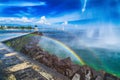 Rainbow next to the Geneva Jet d`eau Fountain Royalty Free Stock Photo