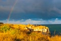 Rainbow over Kamen Bryag Black Sea coast Bulgaria Royalty Free Stock Photo