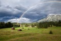 Rainbow over Karwendel mountain range in Bavaria