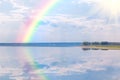 Rainbow over the lake Royalty Free Stock Photo