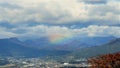 A rainbow over the mountains