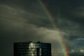 Rainbow over office buildings Royalty Free Stock Photo