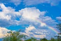 rainbow over the orchard Royalty Free Stock Photo