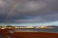 Rainbow over Paignton Pier in Torbay, Devon