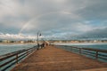 Rainbow over the pier in Imperial Beach, San Diego, California Royalty Free Stock Photo