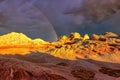 Rainbow over the Plateau White Pocket during sunset