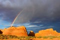 Rainbow over red rocks