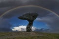 A rainbow over the Ringing Singing Tree near Burnley in Lancashire