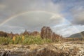 Rainbow over River Feshie in the Cairngorms National Park of Scotland