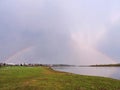 Rainbow over river Nemunas, Lithuania Royalty Free Stock Photo