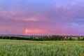 Rainbow over the summer field Royalty Free Stock Photo