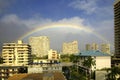 Rainbow over the top of buildings in Waikiki, Honolulu, Hawaii Royalty Free Stock Photo