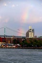 Rainbow over Triborough Bridge and East River Royalty Free Stock Photo