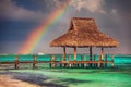 Rainbow over the Tropical beach in Punta Cana, Dominican Republic Royalty Free Stock Photo