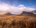 Rainbow over Vargebakkane in Jotunheim National Park in Norway