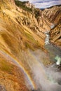 Rainbow over the Yellowstone river in beautiful national park in Wyoming, US Royalty Free Stock Photo