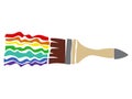Rainbow paint brush silhouette, bright colorful brush for banner poster or postcard Royalty Free Stock Photo