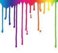 Rainbow paint dripping background, fluid splashes, liquid drops, ink droplets illustration.