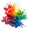 Rainbow paint explosion isolated on white Royalty Free Stock Photo