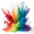 Rainbow paint explosion isolated on white Royalty Free Stock Photo