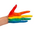 Rainbow paint hand lgbt symbol isolated on the white background