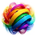 Rainbow paint icon, gay pride symbol. Ribbons isolated on white background. 6 colors spectrum.