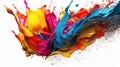 Rainbow paint splash, splashes of paint and ink with drops. Liquid multi-colored paint falls, spills and splatters Royalty Free Stock Photo