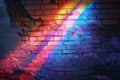 Rainbow Painted on Brick Wall. Generative AI