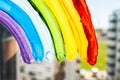 A rainbow painted on a window. Gay Colours, spectrum