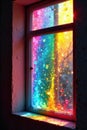 Rainbow painted on window pane, vibrant colors , vibrant, artwork Royalty Free Stock Photo